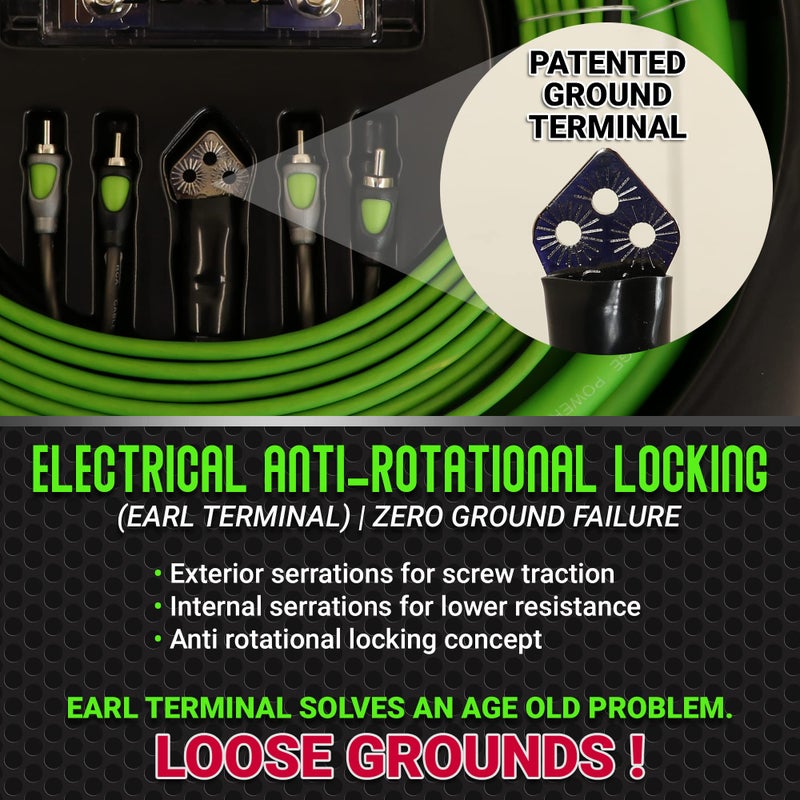 Surge Flo Series 4 Gauge Amplifier Installation Wiring Kit | True Spec 4 AWG | Pre-Terminated 18 ft Power Cable & 3 ft Ground Cable | Double-Shielded RCA | Full-Size ANL Fuse Holder with 100A Fuse - Image 2